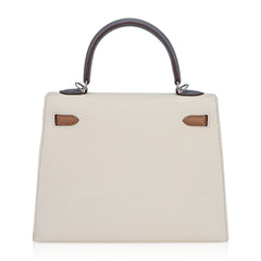 Kelly Sellier 25 Bag Nata Chai & Gris Meyer Epsom Leather with Palladium Hardware