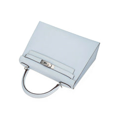 Kelly Sellier 28 Bag Blue Brume Epsom Leather with Palladium Hardware
