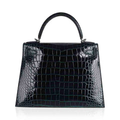 Kelly 28 Sellier Verso Vert Cypress / Vert Jade Bag Alligator Palladium Hardware