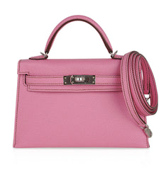 Mini Kelly 20 Sellier Bag in 5P Pink Bubblegum Epsom Leather with Palladium Hardware
