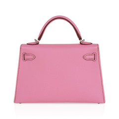 Mini Kelly 20 Sellier Bag in 5P Pink Bubblegum Epsom Leather with Palladium Hardware