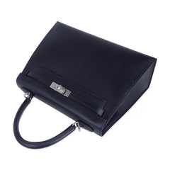 Verso Kelly Sellier 25 Bag Bleu de Minuit & Etrusque Veau Madame Leather with Palladium Hardware