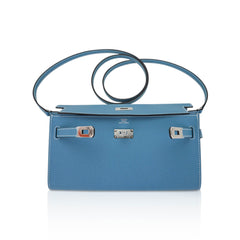 Kelly Classique To Go Wallet New Blue Jean Epsom with Palladium Hardware