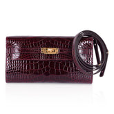 Kelly Classique To Go Wallet Bordeaux Alligator Gold Hardware New w/Box