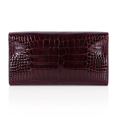 Kelly Classique To Go Wallet Bordeaux Alligator Gold Hardware New w/Box
