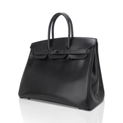 Birkin Limited Edition So Black 35 Bag Box Leather with Black Hardware