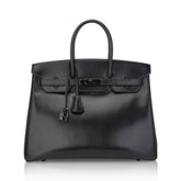 Birkin Limited Edition So Black 35 Bag Box Leather with Black Hardware