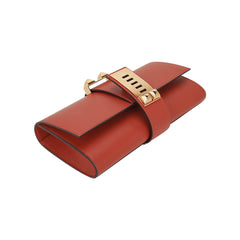 Medor 23 Clutch Bag Brique Tadelakt Leather with Gold Hardware