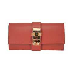 Medor 23 Clutch Bag Brique Tadelakt Leather with Gold Hardware