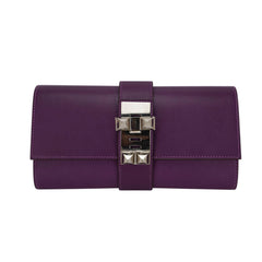 Medor 23 Clutch Bag Raisin Tadelakt Leather with Palladium Hardware