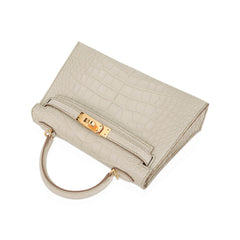 Limited Edition Mini Kelly 20 Sellier Beton Matte Alligator Bag with Gold Hardware