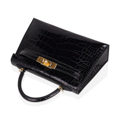 Kelly 20 Mini Sellier Bag Black Alligator Gold Hardware
