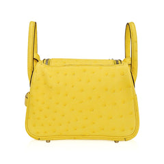 Mini Lindy 20 Bag Jaune Citron Ostrich Boreal with Palladium Hardware