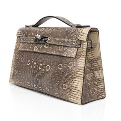 Kelly Pochette Bag Ombre Lizard Clutch Palladium Hardware Very Rare