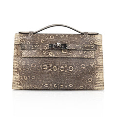 Kelly Pochette Bag Ombre Lizard Clutch Palladium Hardware Very Rare
