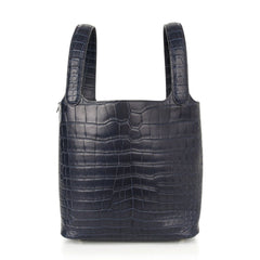 Picotin Lock 22 Blue Indigo Matte Porosus Crocodile Rare