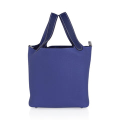 Picotin Eclat Lock 18 Bag Blue Sapphire and Blue Brighton with Palladium Hardware