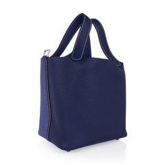 Picotin Eclat Lock 18 Bag Blue Sapphire and Blue Brighton with Palladium Hardware