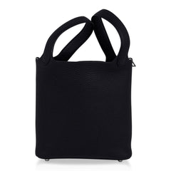 Picotin Lock 18 Bag Black Clemence Tote Palladium New