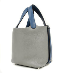 Picotin Lock Touch Bag 18cm Gris Mouette Blue Agate Limited Edition New