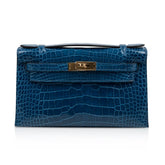 Kelly Pochette Mykonos Alligator Gold Hardware