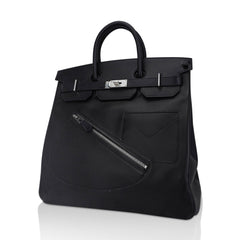 Limited Edition HAC Rock Birkin 40 Bag Black Volupto Leather with Palladium Hardware