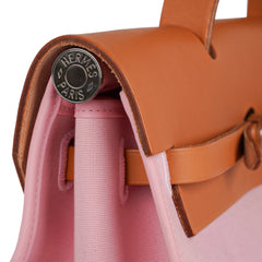 Herbag Zip 39 GM Bag Rose Sakura Canvas Vache Hunter Leather with Palladium Hardware