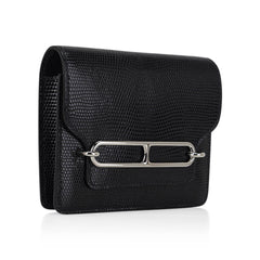 Roulis Slim Wallet Black Lizard with Palladium Hardware