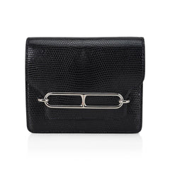 Roulis Slim Wallet Black Lizard with Palladium Hardware