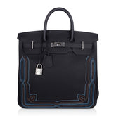 Limited Edition HAC Western Birkin 40 Bag Runway Embroidered Black Togo Leather with Palladium Hardware
