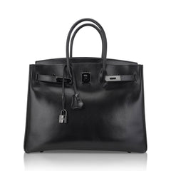 Birkin Limited Edition So Black 35 Bag Box Leather with Black Hardware