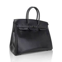 Birkin Limited Edition So Black 35 Bag Box Leather with Black Hardware