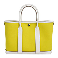 Garden Party 30 Bag Lime Toile Officier / Blanc Vache Country Leather