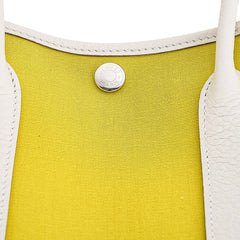 Garden Party 30 Bag Lime Toile Officier / Blanc Vache Country Leather