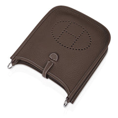 Mini Evelyne TPM Bag Etoupe Navy Strap Clemence Leather with Palladium Hardware