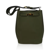 So Kelly 22 Vert Veronese Tote Shoulder Bag Gold Hardware Togo Leather