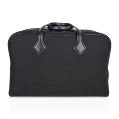 Victoria ll Fourre-Tout 43 Travel Bag Black Toile Palladium Hardware New