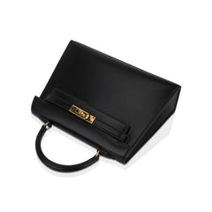Vintage Kelly 15 Micro Sellier Bag Black Box Leather with Gold Hardware