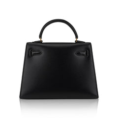 Vintage Kelly 15 Micro Sellier Bag Black Box Leather with Gold Hardware