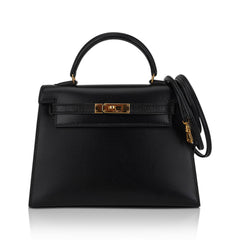 Vintage Kelly 15 Micro Sellier Bag Black Box Leather with Gold Hardware