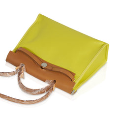 Herbag Zip 31 Bag Lime Berline Toile Vache Hunter Leather with Palladium Hardware
