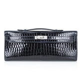 Kelly Cut Diamond Blue Marine Crocodile Bag Exquisite Clutch