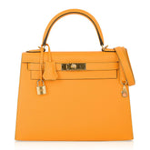Kelly Sellier 28 Bag Jaune D’Or Epsom Leather Gold Hardware