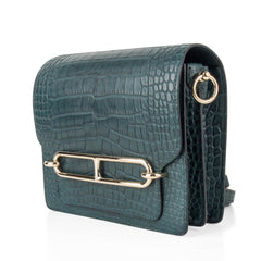 Mini Roulis Bag Vert Cypress Alligator (Convertible Shoulder to Crossbody)