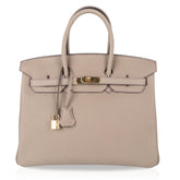 HSS Tri-Color Birkin 35 Gris Tourterelle Blue Paon & Purple Stitching Special Order Bag
