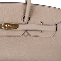 HSS Tri-Color Birkin 35 Gris Tourterelle Blue Paon & Purple Stitching Special Order Bag