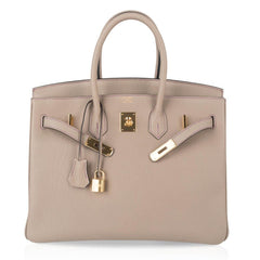 HSS Tri-Color Birkin 35 Gris Tourterelle Blue Paon & Purple Stitching Special Order Bag