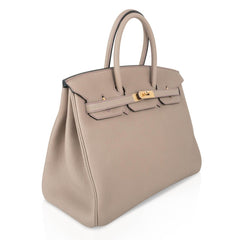 HSS Tri-Color Birkin 35 Gris Tourterelle Blue Paon & Purple Stitching Special Order Bag