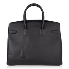 Shadow Birkin 35 Bag Limited Edition Black Swift Leather New