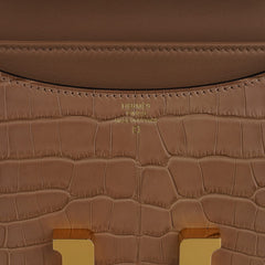 Mini Constance Bag 18 Chai Matte Alligator with Gold Hardware